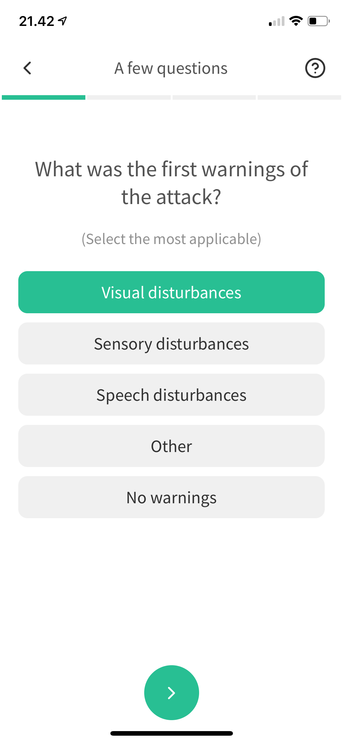 Questioneer about migraine warnings